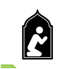 Muslim prayer icon vector logo design template