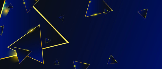 Abstract triangles pattern luxury dark blue with gold vector background