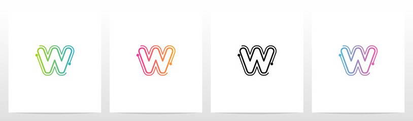 Dots With Lines On The Outside Of Letter Logo W