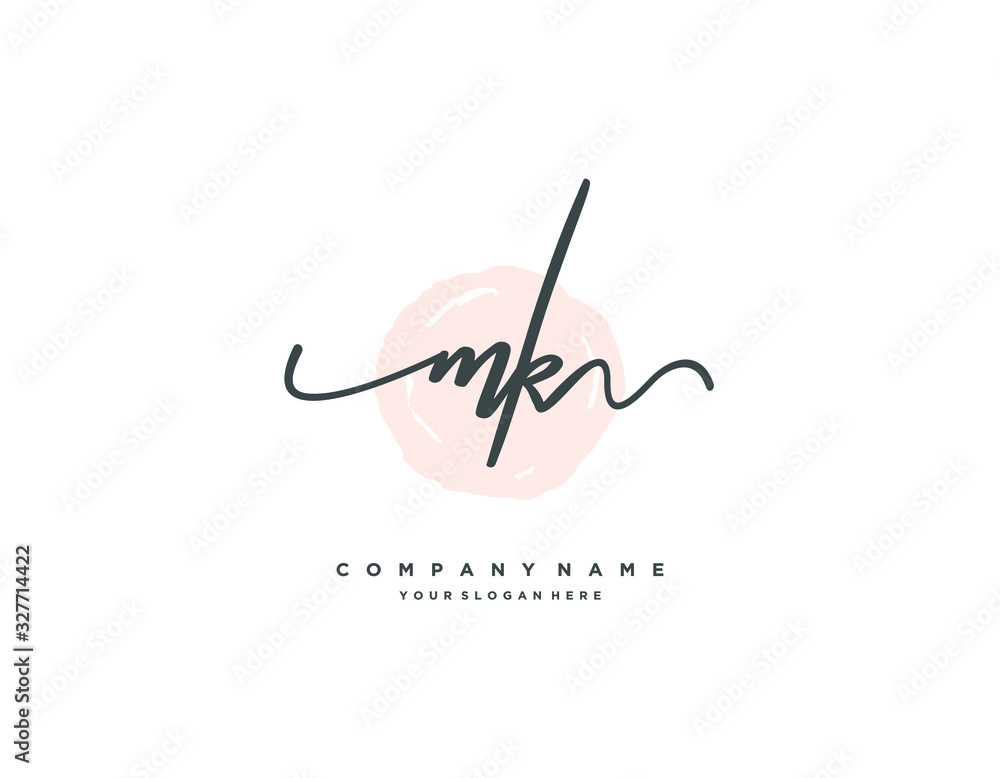 MK initial letter elegant handwriting logo collection Stock Vector ...