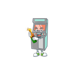 Wall Mural - mascot cartoon design of arcade game machine having a bottle of beer