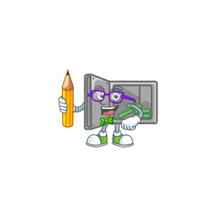 Sticker - A mascot icon of Student security box open character holding pencil