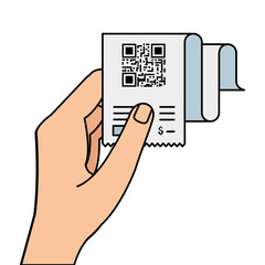 hand holding qr code receipt paper design of technology scan information business price communicatio
