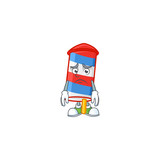 Fototapeta Pokój dzieciecy - Cartoon character of a rocket USA stripes having an afraid face