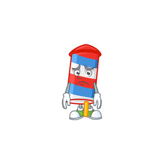 Sticker - Cartoon character of a rocket USA stripes having an afraid face