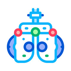 Poster - Equipment For Eye Diagnostic Icon Thin Line Vector. Measuring Ophthalmologist Device For Eye Vision Diagnosis Color Symbol Illustration