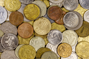 Background of various coins from different countries