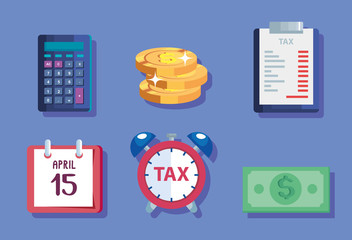 Canvas Print - bundle of tax day icons vector illustration design