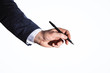 © Pixels Hunter - Man hand with pen isolated on white background, business and education concept. Close up