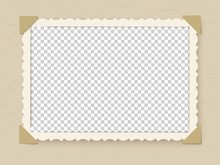 Retro Photo Frame. Vintage Old Postcard For Album Or Picture With Decoration Edges Vector Template