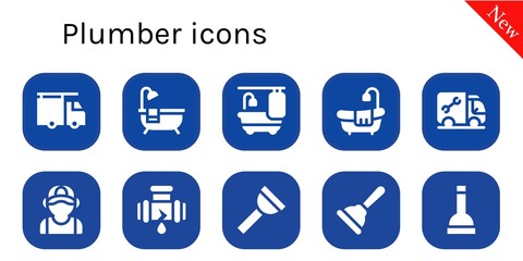 Wall Mural - Modern Simple Set of plumber Vector filled Icons