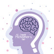 world alzheimer day with head profile vector illustration design