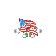 Poster - cartoon character design of USA flag with a surprised gesture