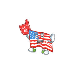 Wall Mural - A cartoon design of USA flag holding a Foam finger