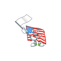 Sticker - Funny USA flag cartoon character design with a flag