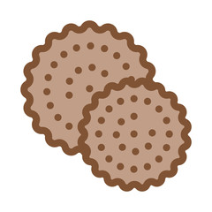 Sticker - Cookies Breakfast Snack Icon Thin Line Vector. Round Crispy Bakery Cookies Calorie Crunchy Dessert Color Symbol Illustration