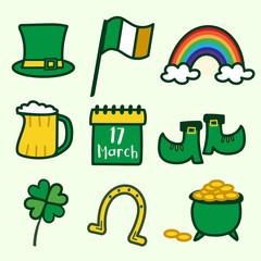 Wall Mural - Saint Patrick s Day set. Vector Illustration