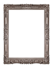 Silver frame for paintings, mirrors or photo isolated on white background