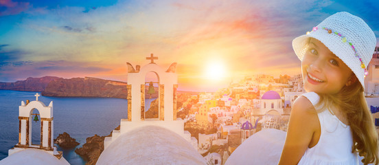 Sticker - Amazing view with white houses in Oia village.