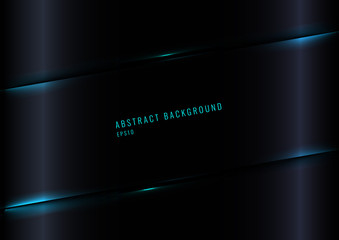 Wall Mural - modern black glossy gradient color background with blue laser lighting effect.