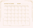 Art deco monthly planner on a light background.