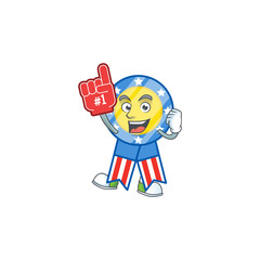 Poster - A cartoon design of USA medal holding a Foam finger