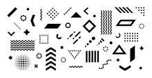 Big Set Of Abstract Vector Geometric Shapes And Trendy Design Elements For Illustrations On White Background. Editable Stroke. Use For Web, Sites, Print, Mobile Apps
