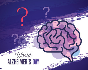 Wall Mural - world alzheimer day with brain vector illustration design