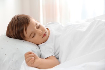 Poster - Cute little baby peacefully sleeping at home. Bedtime