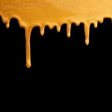 Gold Paint Dripping On Black Background, Creative Frame