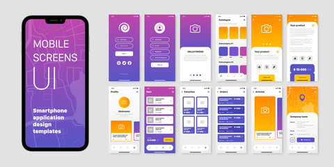 mobile application design templates set