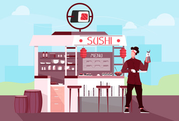 Canvas Print - Outdoor Sushi Shop Composition