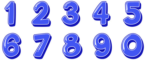 Poster - Font design for numbers one to zero on white background