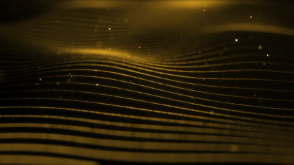 Poster - light gold wave beautiful particle background business corporate digital wave shiny golden surface