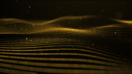 Poster - light gold wave beautiful particle background business corporate digital wave shiny golden surface