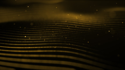 Poster - light gold wave beautiful particle background business corporate digital wave shiny golden surface