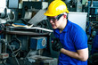 © Chinnachote - Heart attack with young man clutching his chest..engineer  accident working in industrial factory