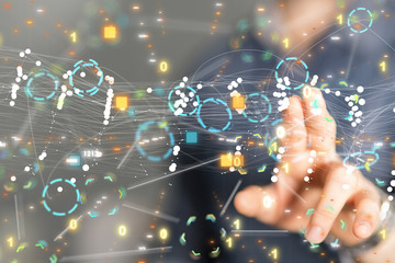 code data concept in hand digital 3d