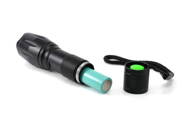 rechargeable flashlight black isolated