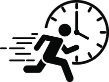 A Running Man With Clock Icon, Immediate Icon, Vector