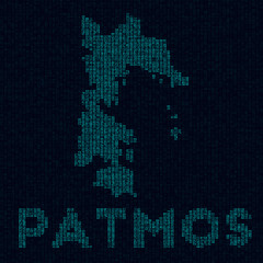Naklejka na meble Patmos tech map. Island symbol in digital style. Cyber map of Patmos with island name. Neat vector illustration.