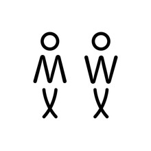 Linear Toilet Sign Wc For Man And Woman