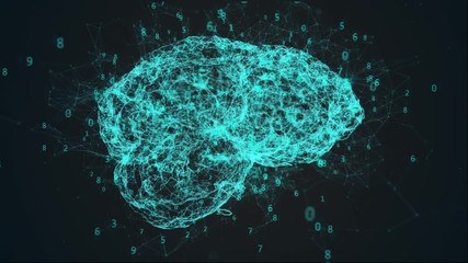 Digital animation numbers in brain shape