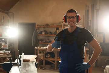 Sticker - Portrait of professional male carpenter in workshop