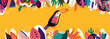 © moleskostudio - Vector colorful illustration with tropical flowers, leaves and toucan