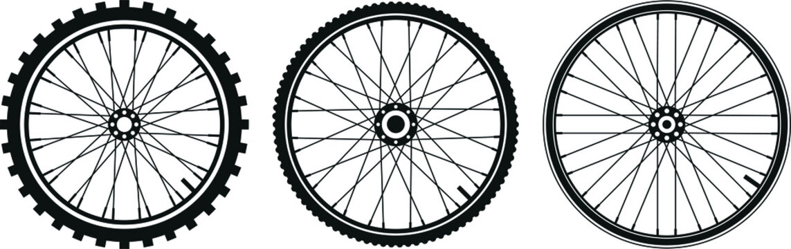 tre tipi di ruota di bicicletta in vettoriale