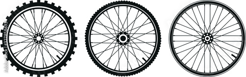 Photographie tre tipi di ruota di bicicletta in vettoriale