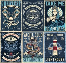 Vintage Marine Posters Set