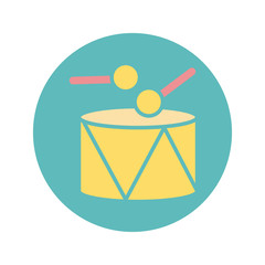 Sticker - drum and sticks icon, block style design