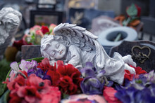 Sleeping Stoned Angel At Cemetery,grave Angel Statue